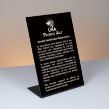 Counter Patriot Act Sign [Member Identification] - 6w x 9h