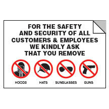 No Hats, Hoods, Sunglasses, Guns Decal - 6x4