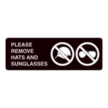 Acrylic Facility Sign, 9w x 3h,  Please Remove Hats and
