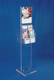 49h Clear Acrylic Vertical 2-Sided Floor Sign & Lit Holder