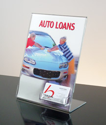 Slant Back Countertop Sign Holder with Business Card Pocket