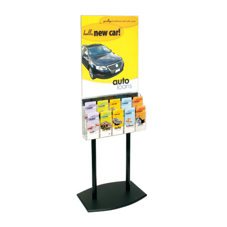 Black Floor Poster Stand - 10-Pocket Lit