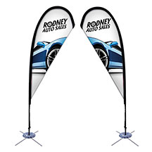 8ft Tear Drop Sail Sign Kit Double-Sided with Scissor Base