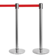 QueueMaster Retrctable Belt Post - Polishd Stainlss - Set of 2