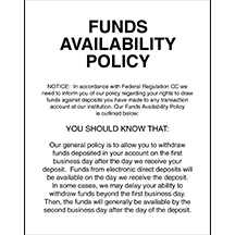 Funds Availability Policy - 2nd Day - Digital Print