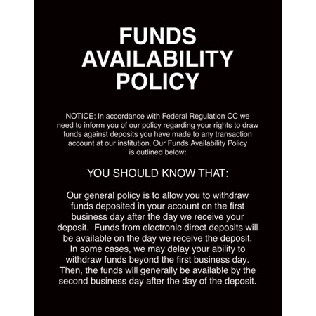 Funds Availability Policy - 2nd Day