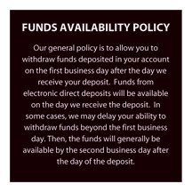Funds Availabilty Heavy-Duty Decal - 4w x 4h