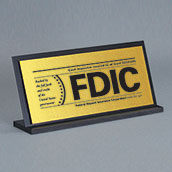 FDIC Countertop Sign with Backplate