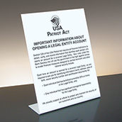 Partriot Act - Beneficial Owners - 11x14 Bent White