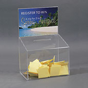 Slant Top Clear Acrylic Suggestion Box with 8.5x6 Sign Holder