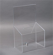 Locking Clear Acrylic Drop Box with Sign Holder