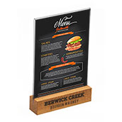 Acrylic Countertop Sign Holder with Wood Block Base - 5x7