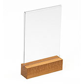 Acrylic Countertop Sign Holder with Wood Block Base - 4x6