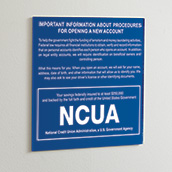 Wall Acrylic Sign - Patriot Act with NCUA