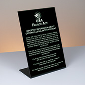 6x9 Bent Sign - Patriot Act - Beneficial Owner