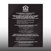 Equal Housing Lender - FDIC Banks - Black Acrylic