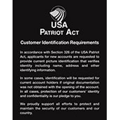 Wall Sign, Patriot Act (with flag icon)- cstm Identification