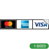 Credit Card Decal (1-Sided) with 3 Decals. 8-3/4w x 1-1/2h