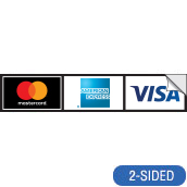 Credit Card Decal (2-Sided) with 3 Decals. 8-3/4w x 1-1/2h