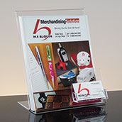 Slant Back Counter Literature Holder with Business Card Pocket