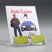 Slant Back Counter Literature Holder with Dual Business Card Pockets