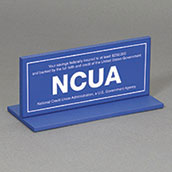 Non-Glare NCUA T-Stand Counter Sign - 7x3