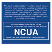 1-Sided NCUA Laminated Decal -Shared Branch Network - 7x6