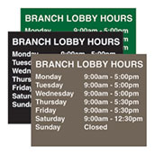 Vinyl Hours Decal for Window, 15w x 12h