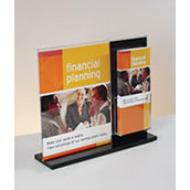 2-Sided Black Acrylic Countertop Sign Holder with Brochure Pockets