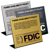 Magnetic Funds Availability Counter Sign with FDIC - Std Copy