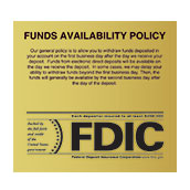 Acrylic Funds Availability Wall Sign with FDIC - Std Copy