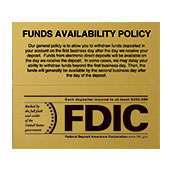 Wall Magnetic Funds Availability Sign with FDIC
