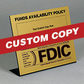 Custom Magnetic Countertop Funds Avail. Sign with FDIC logo
