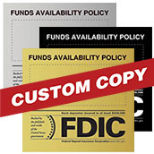 7w x 6-1/2h Wall Sign, Funds Avail (Custom Copy) w/FDIC logo