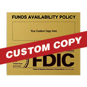 Custom Magnetic Wall Funds Availability Sign with FDIC