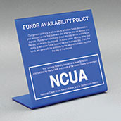 Acrylic NCUA Counter Sign with Funds Avail Policy - 2nd Day