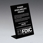 Funds Avail Sign w/FDIC and Transaction Notice - 6w x 9h - Counter