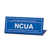 NCUA Slant-Back Acrylic Counter Sign - 7x3