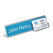 Acrylic Nameplate Holder with Business Card Pocket