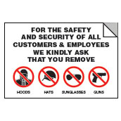 No Hats, Hoods, Sunglasses, Guns Decal - 6x4