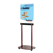 Rolling 22x28 Floor Poster Stand with Oak Base