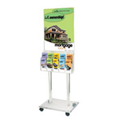 Rolling Clear Acrylic Floor Poster Stand - 10-Pocket Lit