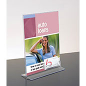 Bottom Loading Acrylic Sign Holder with Business Card Pocket