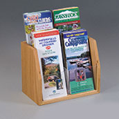 4 Pocket, 2 Tier Oak Brochure Holder
