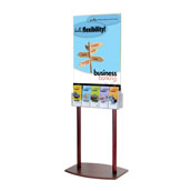 22x28 Floor Poster Stand with Oak Base - Two 5-Pocket Brochure Holders