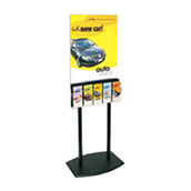 Black Floor Poster Stand - 5-Pocket Lit