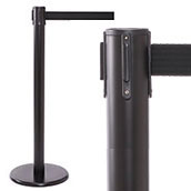 QueuePro250 Retractable Belt Post - Black with AntiScuff Base