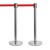 QueueMaster Retrctable Belt Post - Polishd Stainlss - Set of 2