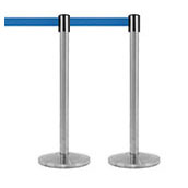 QueueMaster Retractable Belt Post - Satin Stainless - Set of 2