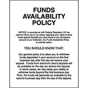 Funds Availability Policy - 2nd Day - Digital Print